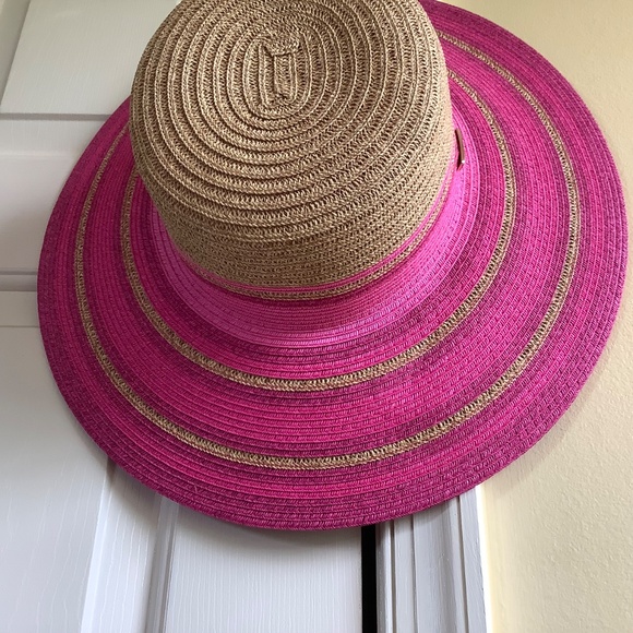Trina Turk Tuscany Straw Sun Hat Natural Pink OS main image 10